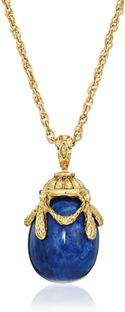 1928 Jewelry 14k Gold-Dipped Semi-Precious Egg Pendant Necklace, 30"