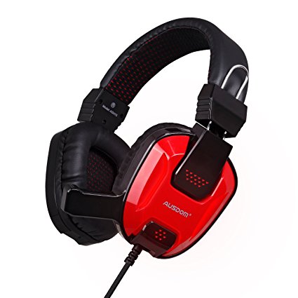 PC Gaming PS4 Headsets, AUSDOM AGH15 40mm Loudspeaker Hi-Fi Surround Sound Over Ear Headphones, LED Light Noise Cancelling with Built-in Mic, Hands-free Comfortable Earbuds with Audio Y Cable
