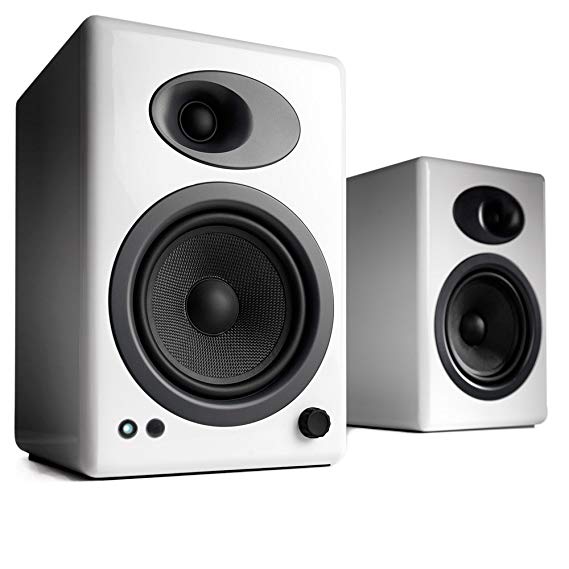 Audioengine A5 W Powered Desktop Speakers (Pair) in Gloss White