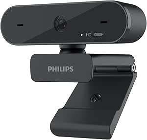 PHILIPS HD 1080P Webcam Camera for PC, SPL6208 Web Camera for Laptop, Dual Microphone Streaming Webcam for Clear Stereo Audio, Plug and Play USB Webcam for Zoom/Skype/Teams, Conferencing and Video