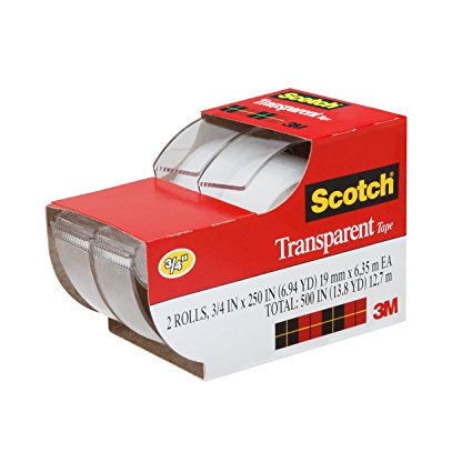 Scotch Transparent Tape, 3/4 x 250 Inches, 2 Rolls (2157SS)