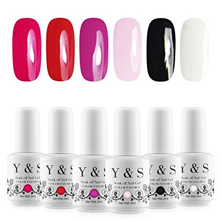 Y&S Soak Off Gel Nail Polish Sets 6 Colours UV LED Gel Polish Set For Professional Nail Salon & Home Use #007, 8ml