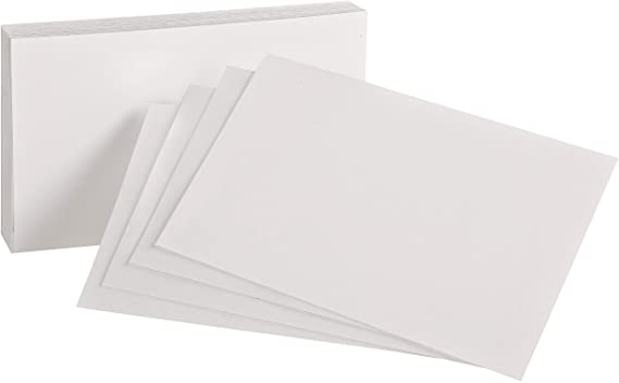 Index Cards, 4" x 6", White, 100 Per Pack