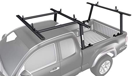 AA-Racks Model APX25-E Aluminum Pickup Truck Ladder Rack w/Cantilever Extension - Sandy Black