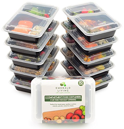 |10 pack| 2 Compartment Meal Prep Food Containers Bento Box Set with Lids. Dishwasher, Microwave & Freezer Safe. Stackable, Reusable & BPA Free Plastic Food Storage / Lunch Box Containers   EBook