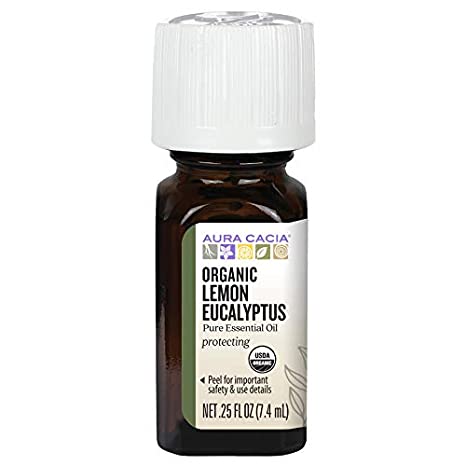 Aura Cacia Certified Organic Pure Lemon Eucalyptus Essential Oil | 0.25 fl. oz. | Corymbia citriodora