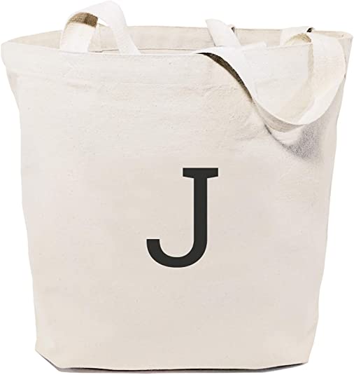 The Cotton & Canvas Co. Personalized Modern Monogram Floral Initial Beach, Shopping and Travel Tote and Handbag