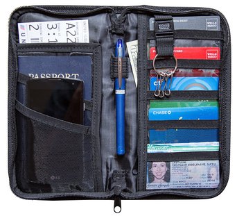 Travel Document Organizer, Passport Holder and Travel Wallet with RFID Blocking