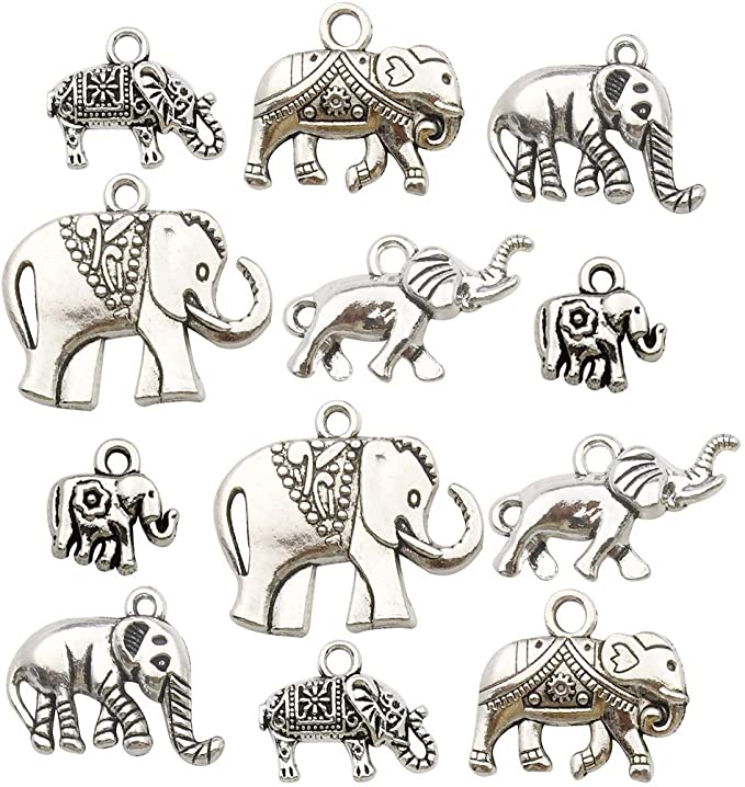 iloveDIYbeads 100g (About 42pcs) Craft Supplies Antique Silver Elephant Animals Charms Pendants for Crafting, Jewelry Findings Making Accessory for DIY Necklace Bracelet (M153)