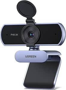 UGREEN Webcam 2K 30FPS FHD Caméra USB PC Deux Micro Antibruit Autofocus Correction Lumière 360 Degrés Rotation Plug Play Windows MacOS Linux Streaming Youtube Skype Appel Vidéo Zoom Vidéoconférence