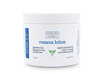 Rosacea Cream Organic Treatment Moisturizer with Coconut Oil, Manuka Honey, Aloe Vera, Shea Butter, Plumeria, Hempseed & Olive Oil for Redness Relief, Inflammation & Anti Acne (4 oz) by pHat 5.5