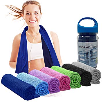 Elite Trend Cooling Towels and Neck Wrap - Cold Neck Cooler Wraps,Instant Chilling Towel Coolers for Hot Weather,Large 47x12 Stay Cool with Microfiber Towel for All, Cool Headband, Bandana, UPF 50