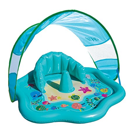 Swim School Beach Baby Splash Mat with Canopy, UPF50, Inflatable and Portable with Toys, Water Play 6 - 18 months