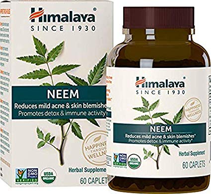 Himalaya USDA Neem Capsules - All Natural Skin Care Supplement for Clear Skin, Acne Remedy and Blood Detox - A better alternative to Neem Oil - 60 Count (Skin Supplement, 2-Month Supply)