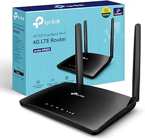 TP-Link Archer MR202 - Router WiFi con SIM, Router 4G LTE WiFi Dual-Band AC750Mbps, 3 Puertos LAN y 1 LAN/WAN, Plug & Play, 2 Antenas LTE Encajables, QoS, Onemesh