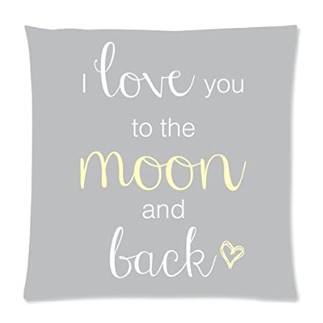 1 X Custom Fashion I Love You to the Moon And Back Zippered Square Throw Pillow Cover Cushion Case 18x18 (Twin sides)
