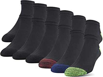 Gildan Men's Polyester Half Cushion No Show Socks, 12-Pack