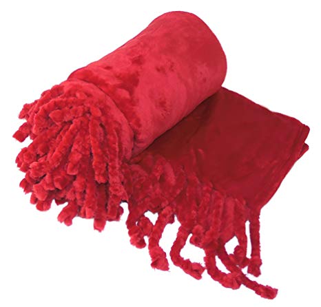 Home Soft Things Boon Rope Braided Bed Couch Throw Blankets, 50" x 60", Chili Pepper