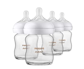 Philips Avent Glass Natural Baby Bottle with Natural Response Nipple, 4oz, 4pk, SCY910/04