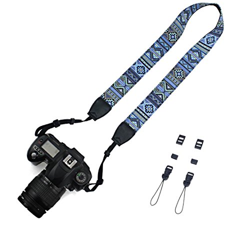 Elvam Camera Neck Shoulder Strap Belt for Nikon / Canon / Sony / Olympus / Pentax / Mini 8 / Mini 7s / Mini 25 / Mini 50s / Mini 90 / DSLR / SLR / DC / Fujifilm Instax Camera - Pattern Striped