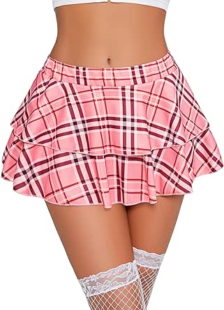 Avidlove Women Pleated Mini Skirt Solid Ruffle Lingerie Skirts