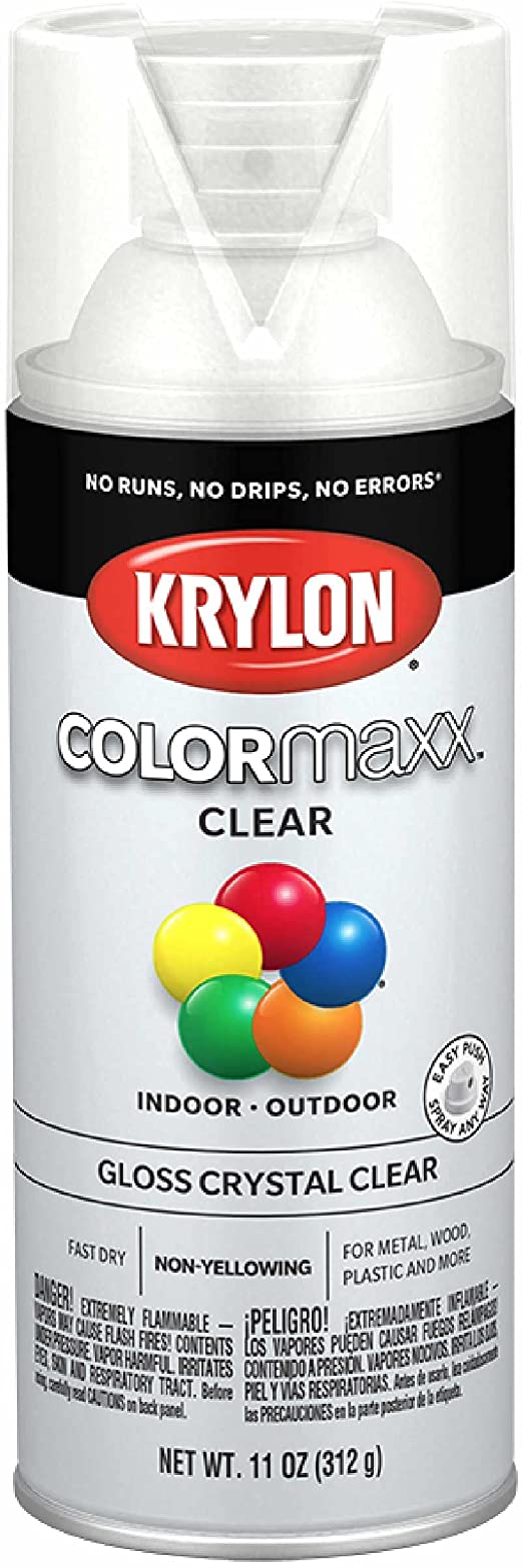 Krylon K05515007 COLORmaxx Acrylic Clear Finish for Indoor/Outdoor Use, Gloss Crystal Clear