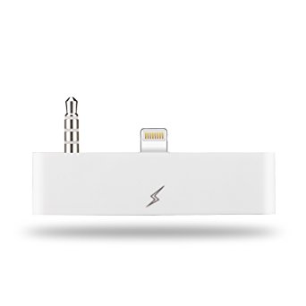 30 8 Audio Adapter Lightning onto 30 pole OKCS AUX with audio trasmission for Apple iPhone 5, 5s in white