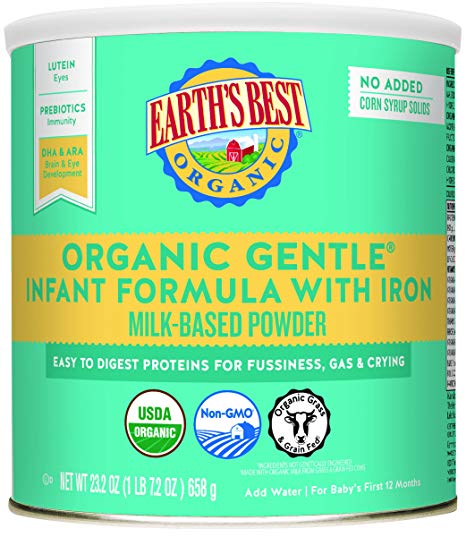 Earth's Best Organic Gentle Infant Formula with Iron, Easy To Digest Proteins, 23.2 Ounce