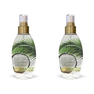 OGX Nourishing   Coconut Oil Weightless Hydrating Oil Hair Mist, Lightweight Leave-In Hair Treatment with Coconut Oil & Bamboo Extract, Paraben & Sulfate Surfactant-Free, 4 fl oz (Pack of 2)