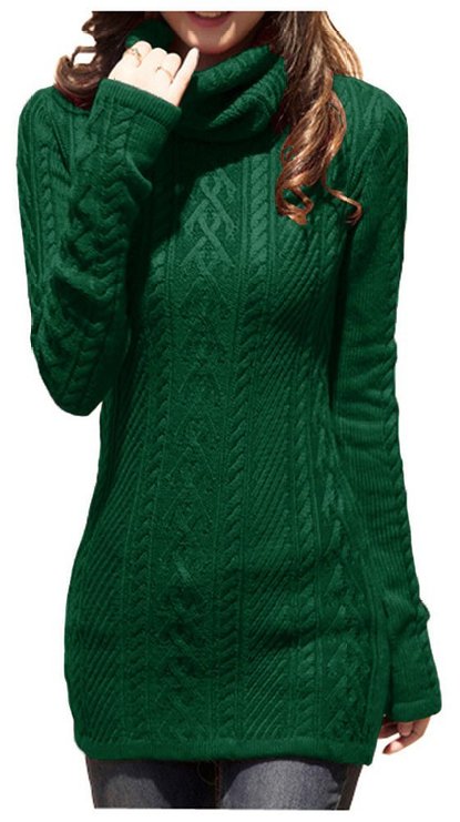 V28® Women Polo Neck Knit Stretchable Elasticity Long Sleeve Slim Sweater Jumper