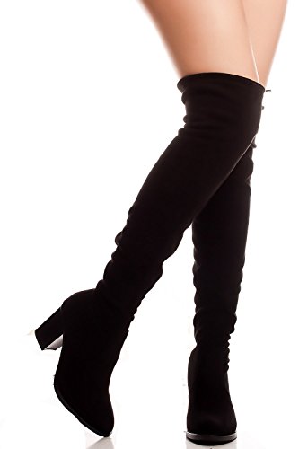 Lolli Couture Marilyn Moda Faux Leather Stitched Design Chunky Heel Casual Knee High Western Boots
