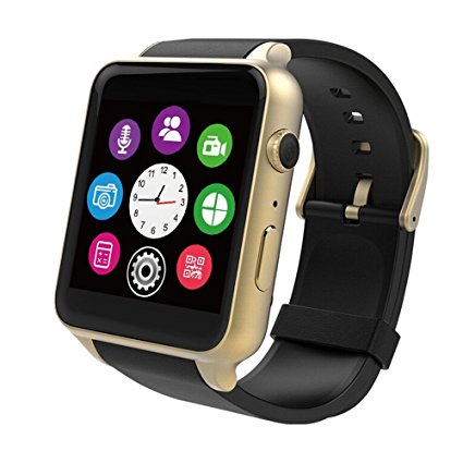 Evershop Newest SIM Card Bluetooth Smart Watch GSM Phone Wristwatch Phone Mate Independent Smartphone for Android and IOS (Golden)