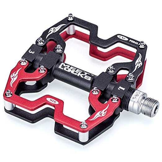 MEETLOCKS Bike Pedals for MTB,Road bicycle,BMX, CNC Aluminum Body, Cr-Mo CNC Machined 9/16 Screw thread Spindle, 3 Ultral Sealed bearings.