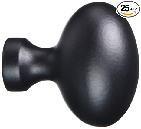 Amerock BP53014-FB Flat Black Cabinet Hardware Oval Knob - 1-3/8" Length - 25 Pack