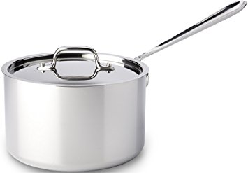 All-Clad 4204 Stainless Steel Tri-Ply Dishwasher Safe Sauce Pan with Lid / Cookware, 4-Quart, Silver