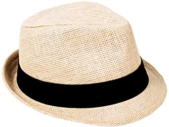 Verabella Women/Men's Summer Short Brim Straw Fedora Sun Hat