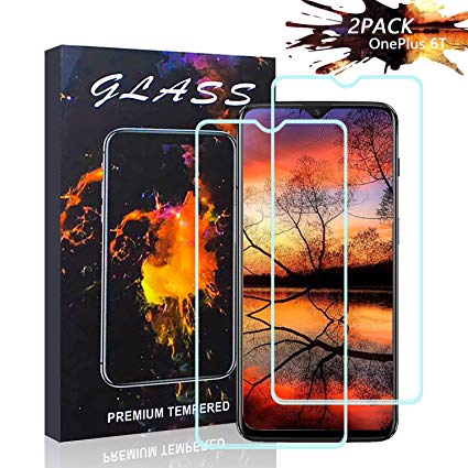 Jioue OnePlus 6T Screen Protector [2 Pack], 3D Touch Full Coverage HD Tempered Glass Screen Protector Anti-Scratch Bubble-Free Screen Protector for OnePlus 6T