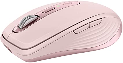 Logitech MX Anywhere 3 Compact Performance Mouse – Wireless, Magnetic Scrolling, Ergonomic, 4000DPI Sensor, Custom Buttons, USB-C, Bluetooth, Apple Mac, iPad, Windows PC, Linux, Chrome - Rose