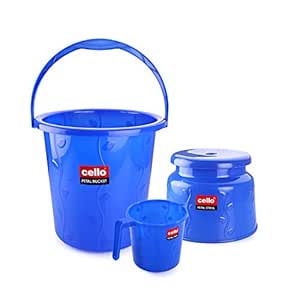 Cello Petal Bathroom Set | Sturdy and durable | Lightweight and rigid | Easy to clean and attractive design | Small Set of 3, Blue