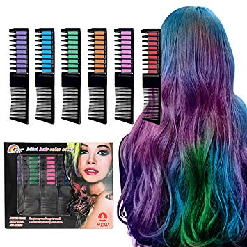 Supmaker Hair Chalk Combs Temporary Hair Dye Hair Colour Brush for Adults Kids (Pack of 6)