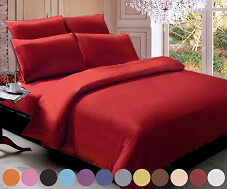 Swan Comfort Brushed Microfiber Hypoallergenic 6-pieces Bedding Sheet Sets - 1800 Series - Queen, Red