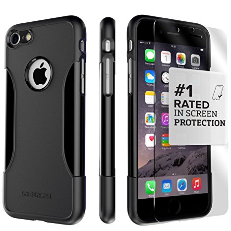 iPhone 7 Plus Case, (Black) SaharaCase Protective Kit Bundle with [ZeroDamage Tempered Glass Screen Protector] Rugged Protection Anti-Slip Grip [Shockproof Bumper] Slim Fit - Black