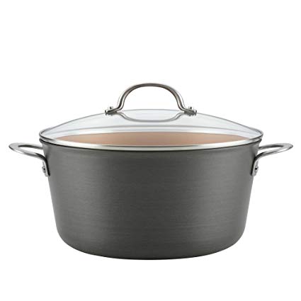 Ayesha Curry Hard-Anodized Aluminum Nonstick 10 qt. Covered Stock Pot in Charcoal Grey