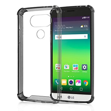 [Shock Absorption] LG G5 (2016) Case, iXCC Crystal Series Cover Case [Anti Scratch] with Transparent Hard PC Back Plate   Soft TPU Bumper - Gray