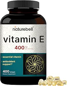 NatureBell Vitamin E Oil Softgels, 400iu Per Serving, 400 Pills | Essential Antioxidant Supplements, Easily Absorbed Form – Supports Skin, Heart, & Immune Health – Non-GMO