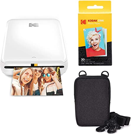 KODAK Step Wireless Mobile Photo Mini Printer (White) Go Bundle