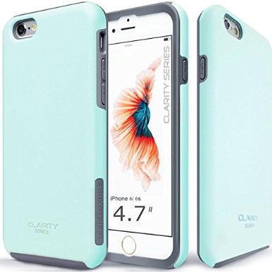 iPhone 6S Case, Team Luxury Clarity Series MINT Ultra Defender Premium Protective Case for Both Apple iPhone 6 / 6S - Mint/ Gray
