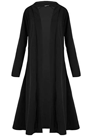 Oops Outlet Women's Open Front Floaty Waterfall Long Sleeve Baggy Maxi Cardigan