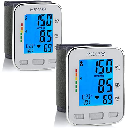 Blood Pressure Cuff Wrist - (Pack of 2) Blood Pressure Monitor and Portable Fully Automatic BP Machine Band with Large Backlit LCD Display for Fast Accurate Reading