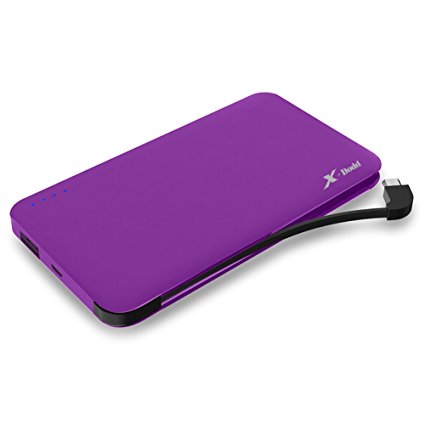 Portable Charger 10000mAh Power Bank Ultra Slim Phone External Battery Pack(2A In/Out)Built In Charger Discharger Cable With Lighting Cable for iPhone 6 6s Plus 7 Samsung (purple)